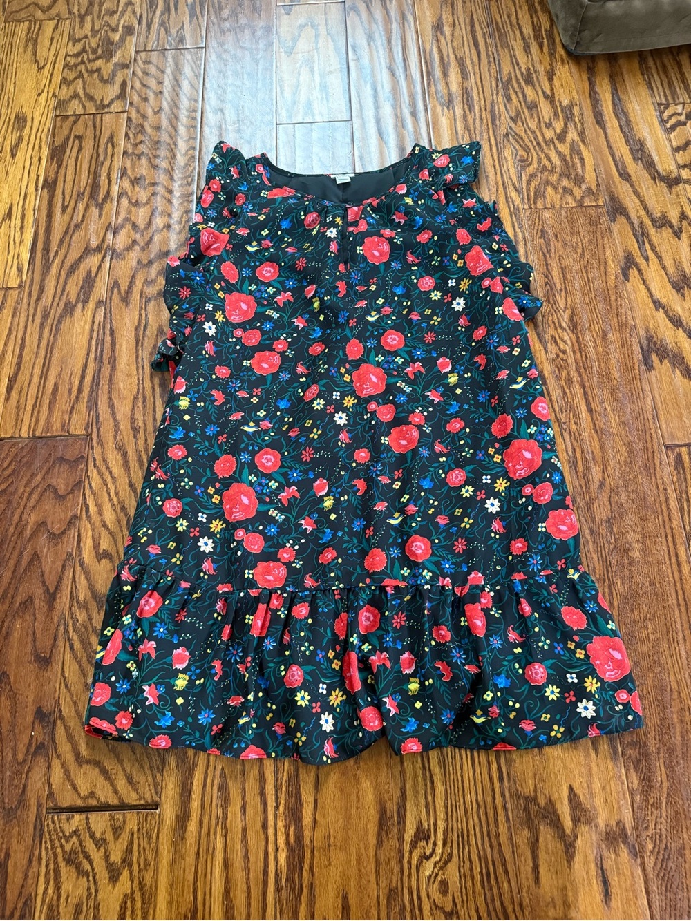 J.Crew Floral Keyhole Neck Ruffle Sleeve and Hem Dress Size Medium
